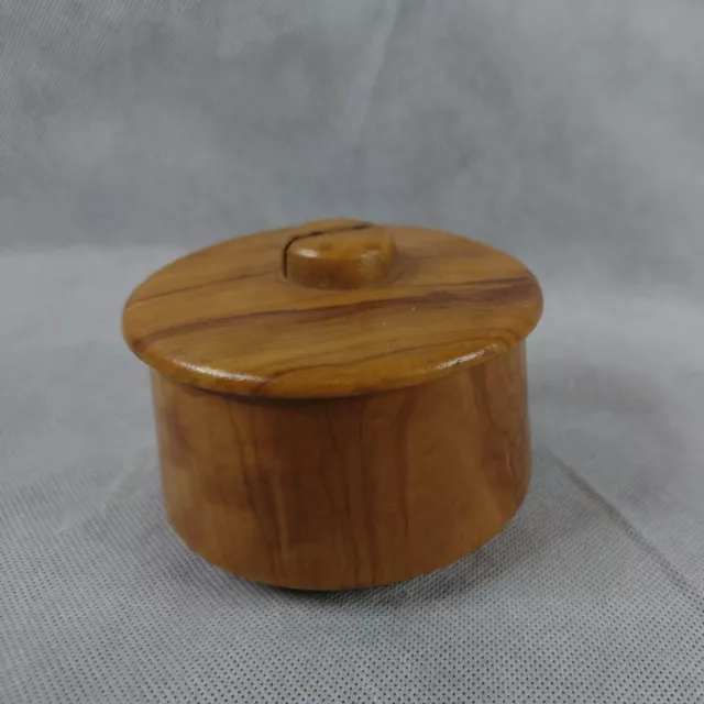treen pot wooden pot with lid approx 9cm Diameter turned treen 