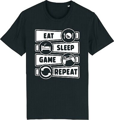Gamer Eat Sleep Gioco Ripetere Console PC Giochi Online T-shirt