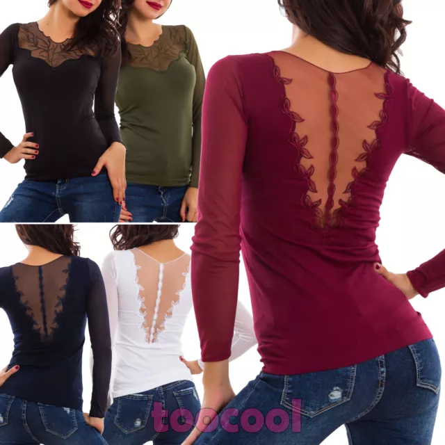 PULL FEMME T SHIRT Voil Transparent l gant Manches Longues Neuf
