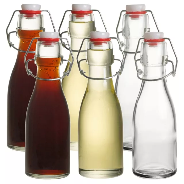 Oil & Vinegar Glass Bottles 150ml Flip Top Lid Storage Home Decor Set of 6
