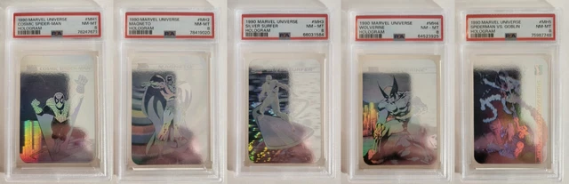 1990 Marvel Universe Series I 1 Complete Set Hologram Card MH1-MH5 All PSA 8