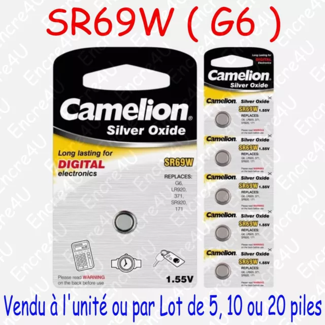 Pile Bouton SR Oxyde d'argent 1,55V : SR69W G6 171 371 SR920 LR920 : x 1 5 10 20