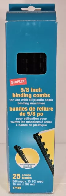 Plastic Binding Combs Black 5/8" 25 Count 120 Sheet Capacity By Staples New