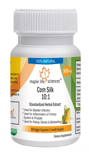 Corn Silk10:1 Extract Capsules Beta Sitosterol Bedwetting Pure & High Quality