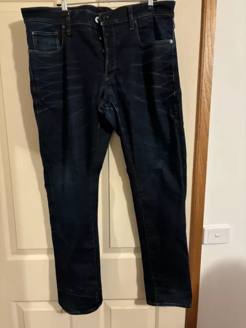 Gstar RAW Mens 3301 Tapered Blue Dark Age Denim Jeans  W36 L32 - See Description