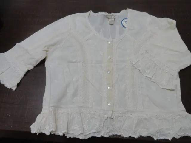 New April Cornell Ivory Lace Blouse XL Vintage Romantic Ruffle NWT Victorian