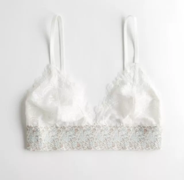 BNWT GILLY HICKS Hollister Triangle Longline Lace Bralette White Medium  £12.99 - PicClick UK