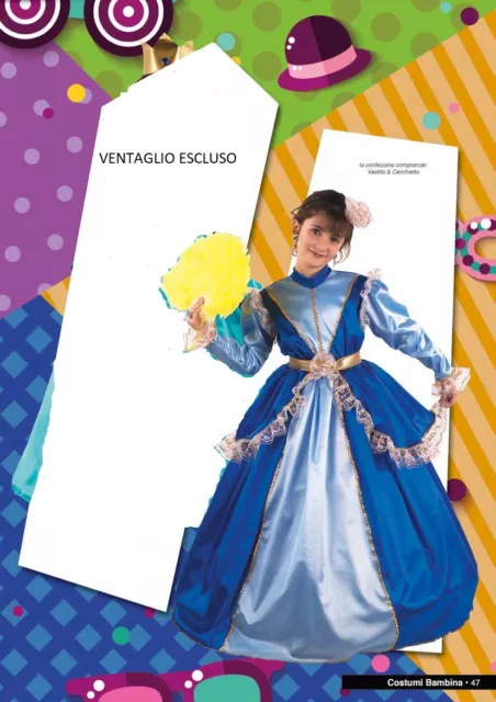 ABITO VESTITO CARNEVALE Bambina Principessa Damigella Anni 5/6 7/8