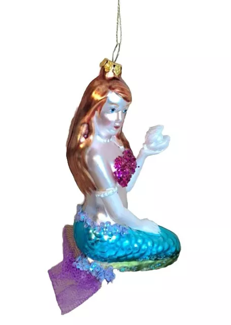 December Diamonds 05-05148 Mermaid 5" Glass Christmas Ornament