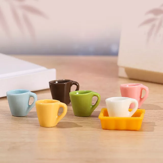 4Pcs 1:12 Dollhouse Miniature Coffee Cup Tea Cup Tray Kitchen Model Decor To SN❤