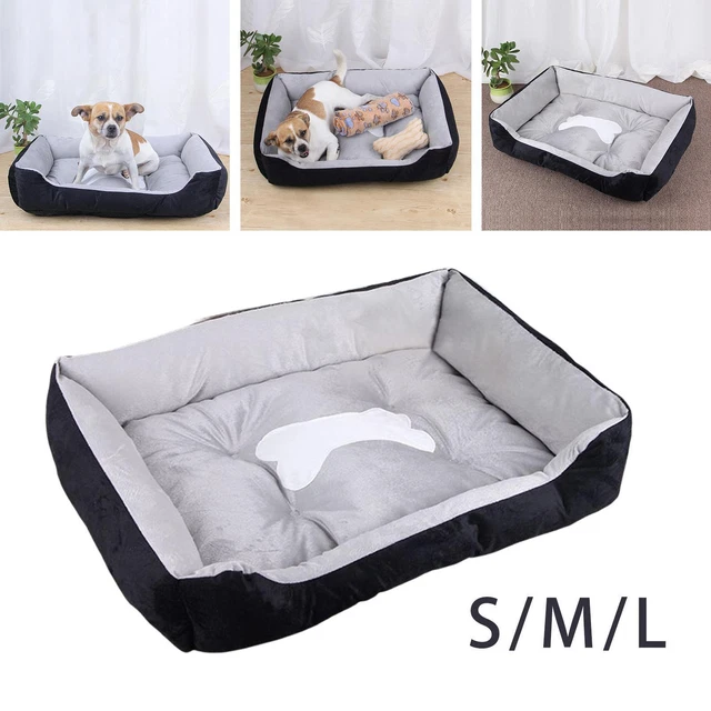 Lit doux pour chien de compagnie, coussin rectangulaire en peluche matelas gris
