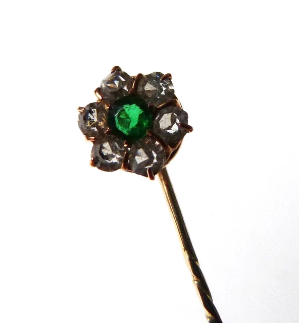 Épingle De Cravate Ou Foulard Vintage Vers 1900 En Argent Massif Et Onyx - Bijou Ancien Pour Homme