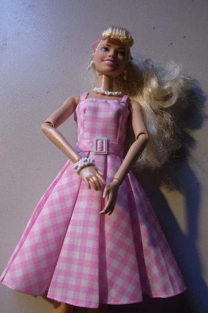 open lace back dress Barbie in Pink Gingham Dress – Barbie The Movie – Kidstuff main image 0