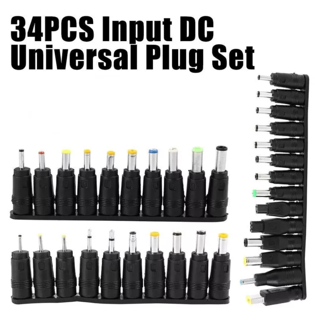 34 pièces adaptateur de tête universel chargeur d'alimentation AC DC