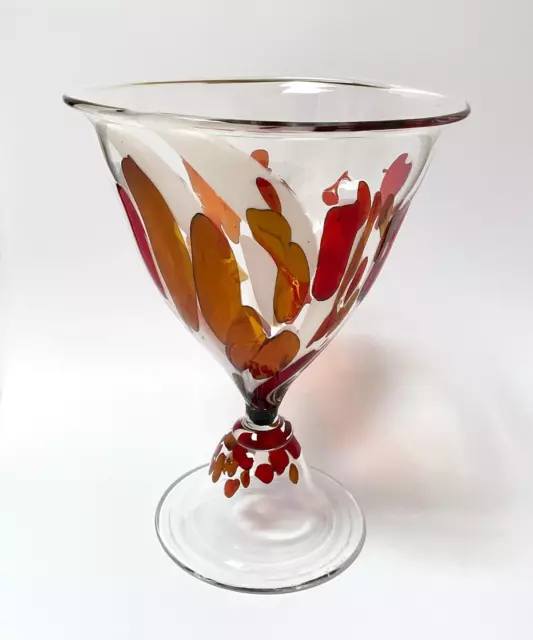Vintage Holmegaard Per Lutken Danish Modern Art Glass Large Footed Bowl Signed