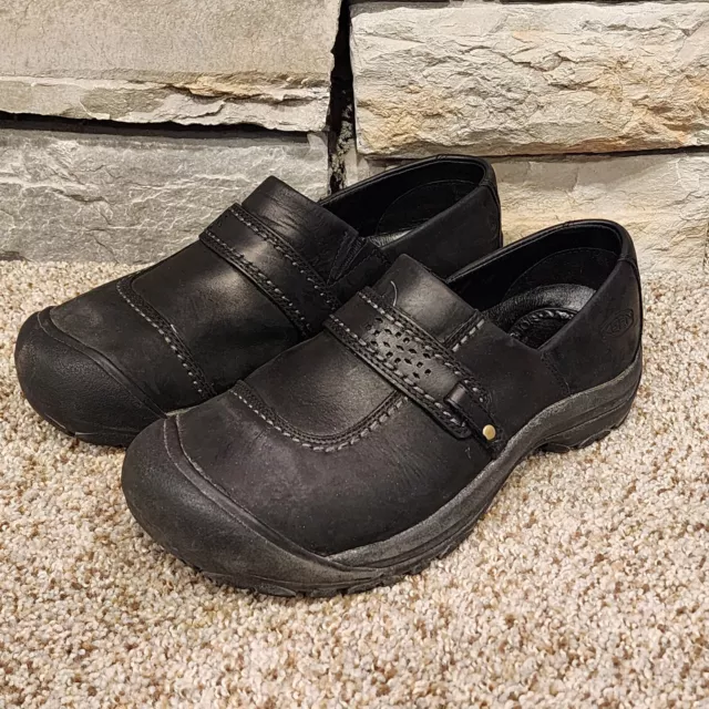 Keen Kaci Womens Full Grain Black Leather Slip On Hiking Loafers Shoes Size 11 2