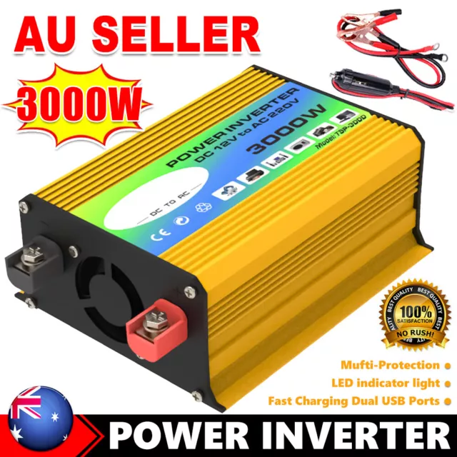 12V-240V 3000W Inverter Camping DC to AC Converter Power Modified Sine Wave AUS