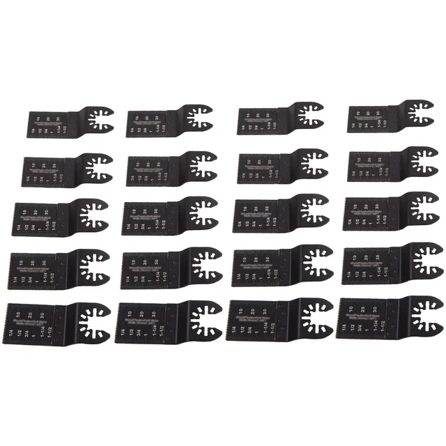 20 Pcs Saw Blades 34mm Oscillating Multi Tool Set For Wood / Soft-Metal Black