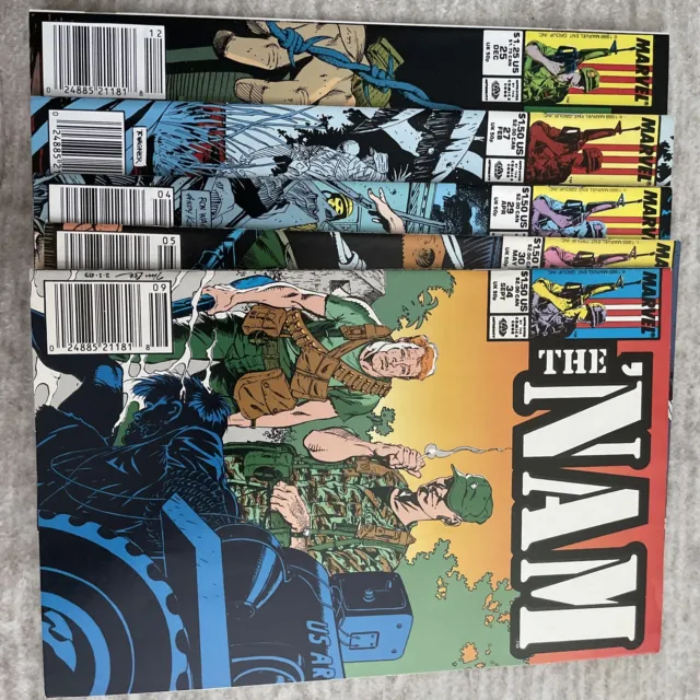 Marvel The Nam Comic Book Lot # 25,27,29,30,34, Printed In United Kingdom