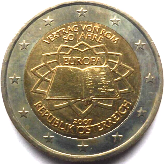 2 Euro Römische Verträge 2007 F Wert 2 EURO ÖSTERREICH 2007, 50 Jahre Römische Verträge, zirkuliert EUR 2,80