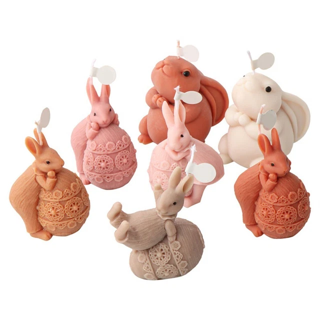 Moules à Bougies Lapin De Pâques - 2 Pièces En Silicone Alimentaire - Pour Bougies, Savons, Résine - DIY Créatif