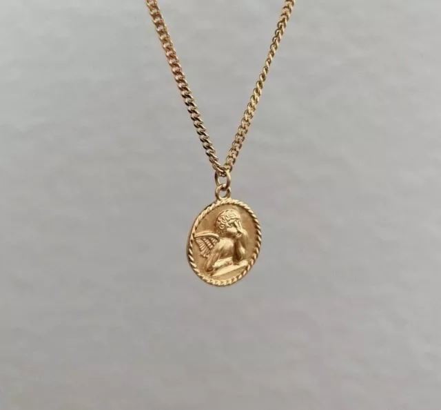 ANGEL GOLD COIN Necklace With 18