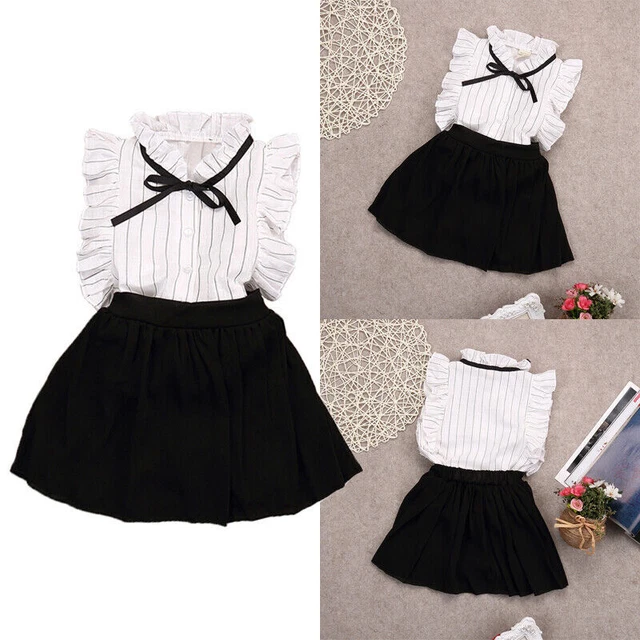Abiti per bambina t-shirt top + gonne pantaloncini bambini bambino bambino set vestiti abito Regno Unito