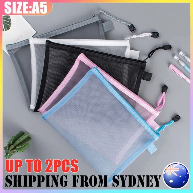 Clear Mesh Portable Large Pen Pencil Case Makeup Cosmetic Storage Bag Pouch Case