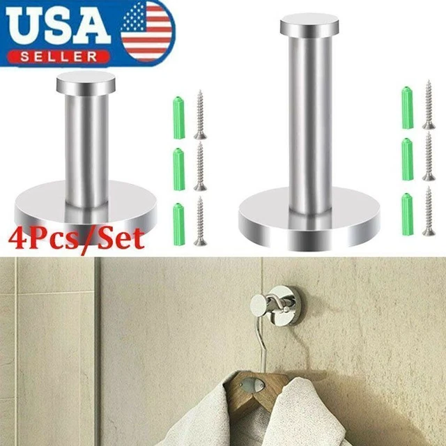 4pcs Wall Coat Hat Clothes Hook Hanger Stainless Steel Holder Bedroom Towel Robe