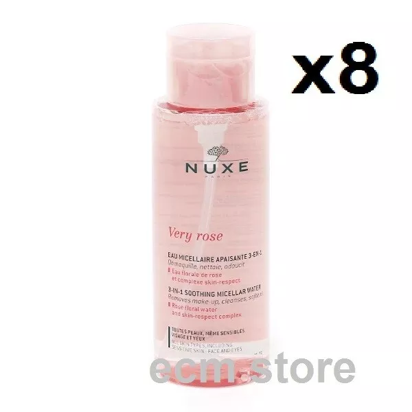 NUXE Lot de 8 Mini Eau Micellaire Apaisante 3-en-1 Very Rose 50 ml /REAPPRO