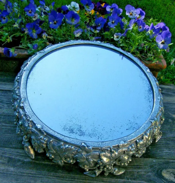 SILVER PLATED ORNATE PLATEAU CENTRE PIECE CAKE STAND MERCERY MIRROR TOP c1835