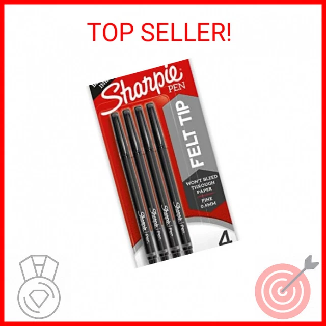 SHARPIE Felt Tip Pens, Fine Point (0.4mm), Black, 4 Count