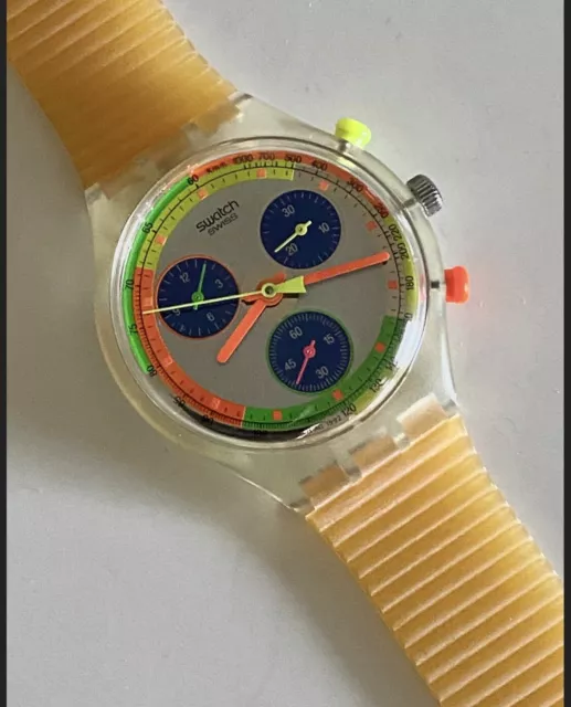 New Swatch Watch Jelly Stag SCK104 Chronograph 1993 Vintage All Working In Box