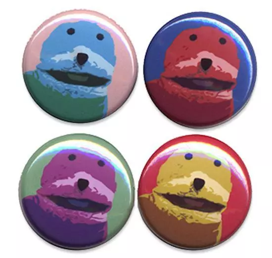 FLAT ERIC WARHOL Badges four Button Pin set - COOL !  25mm and LARGE 56mm size!