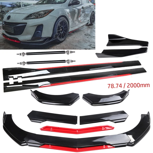 Front Rear Bumper Lip Splitter Side/ Skirt Glossy Black Red For Mazda 2 3 6