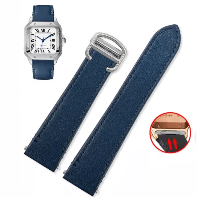 Bracelet Bleu pour Cartier Santos Quick-Release En Alligator/Crocodile Imprimé