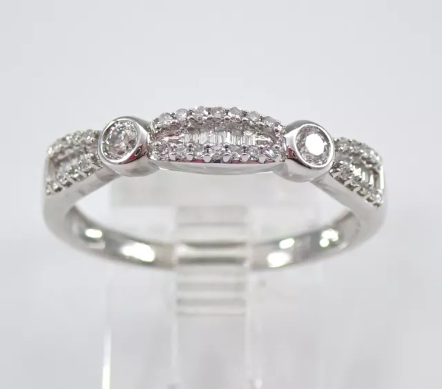 Diamond Wedding Ring Anniversary Band 14K White Gold Sizable Size 7.25 Stackable