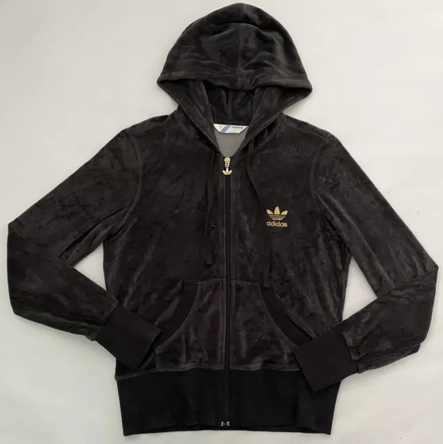 Felpa con cappuccio sportiva donna Adidas grigio scuro cerniera intera taglia M.