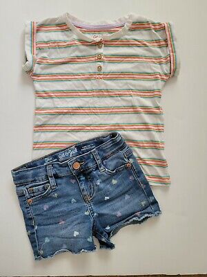 Girls Cat & Jack Outfit - Size 4/5 XS Denim Shorts Top