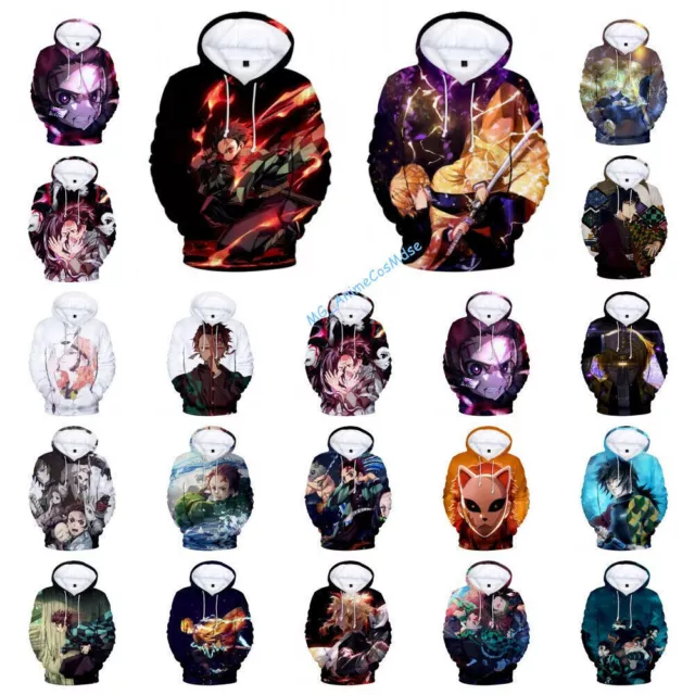 Unisex Anime Hoodies Demon Slayer Kimetsu no Yaiba 3D Hoodie Pullover Sweatshirt