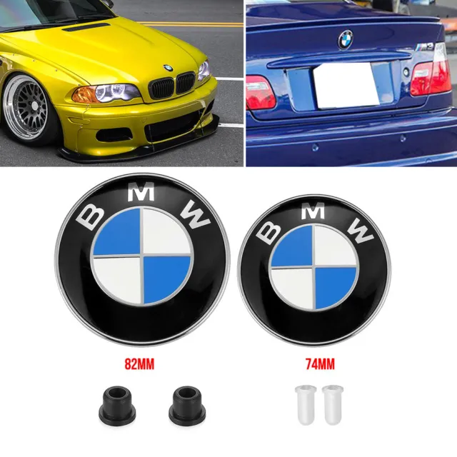 Emblem Set 82/74mm Motorhaube Kofferraum+4x Tüllen Für BMW X1 X3 X4 neu