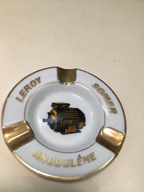 Ancien CENDRIER PUBLICITAIRE LEROY SOMER ANGOULEME PORCELAINE PORCHER LIMOGES
