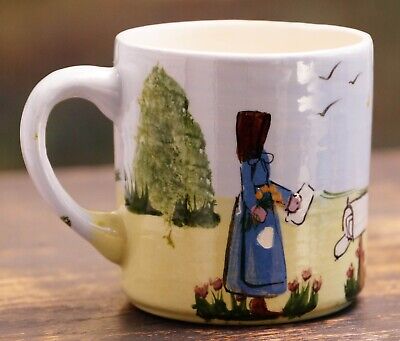 Coffee Cup Linda Davis Amish Country Farm Scene Mug 1981 copyright