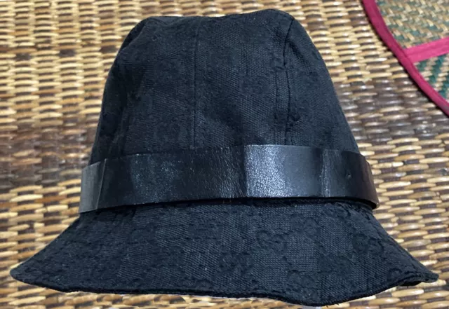 Gucci GG Webbing Cotton Polyester  Vtg Bucket Hat Cap L Made in Italy