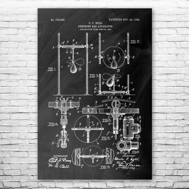 Boxing Speed Bag Patent Print Poster Boxing Posters Gift For Coach Gym Decor