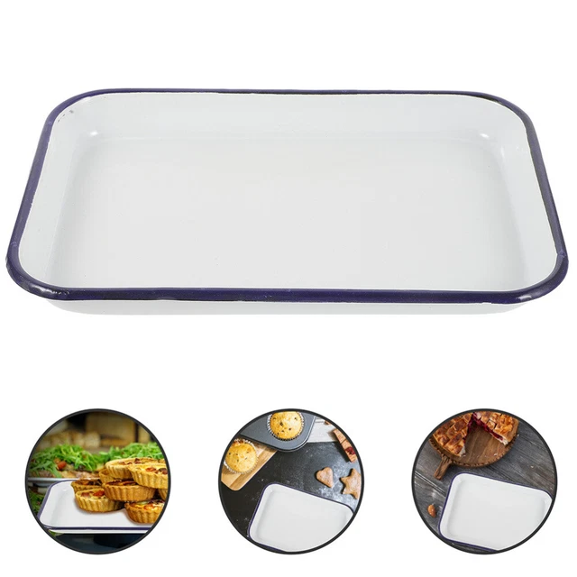 Household Enamel Baking Dish Rectangular Roasting Pan Multi-use Baking Tray