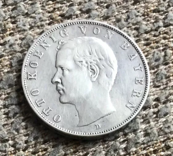 Alemania 3 Marcos 1910 Otto Koenig Von Bayern Moneda Plata