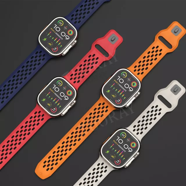 Sportband für Apple Watch Series 9 8 7 6 5 4 3 2 1 44-49mm Ultra Silikon Armband