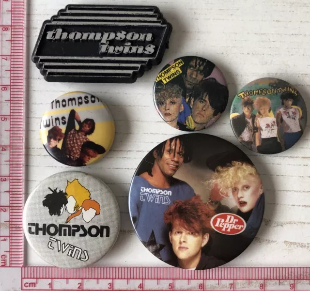 Vtg Og 6x thompson twins pin badges Lot 1980s Pop Group