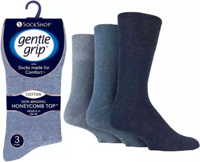 Calcetines para hombre de agarre suave de algodón ricos no elásticos mezcla azul Reino Unido 12-14